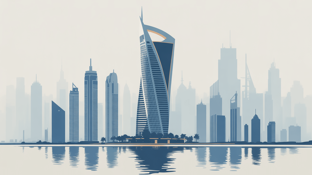 Vue stylisée de Almas Tower emblème du business à Dubaï