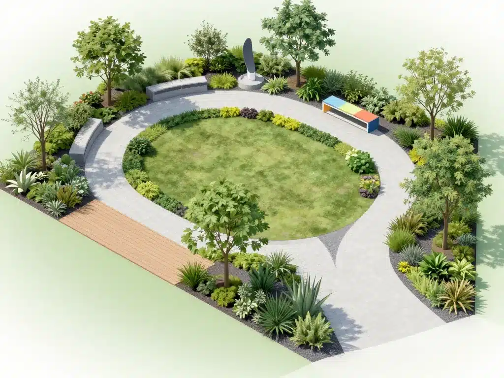 aménager un petit jardin de 50m2 organisation zones effet agrandir