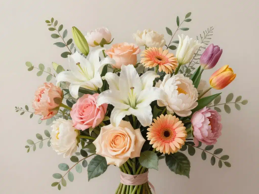 bonne fete emilie fleurs bouquet fleurs pastel roses lys gerberas