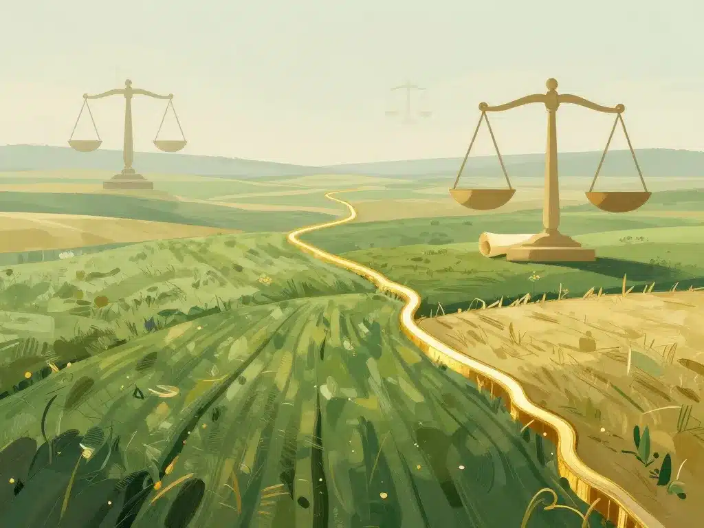 Limites et justice pour bornage sur terrain déjà clôturé paysage métaphorique