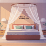 ciel de lit moustiquaire élégant sur lit dans chambre moderne