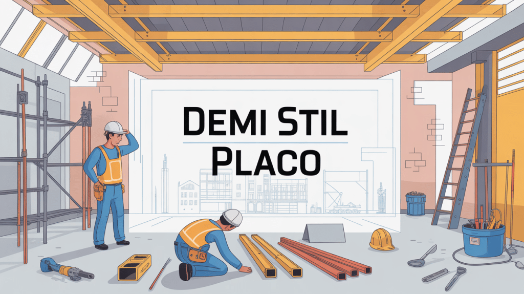 illustration demi stil placo en contexte chantier