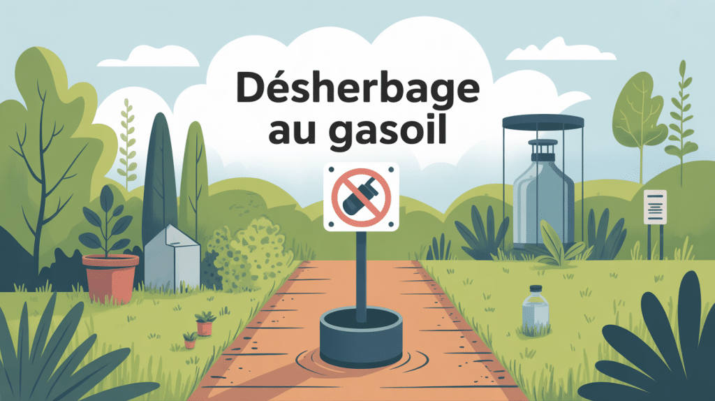dessin prevention desherber au gasoil sur allee gravier