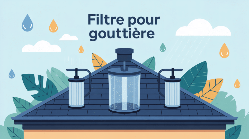 Filtre pour gouttière sur toiture protégée illustration vectorielle