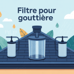 Filtre pour gouttière sur toiture protégée illustration vectorielle