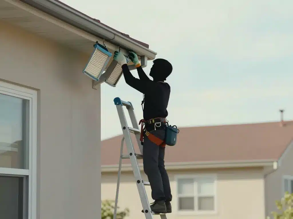 Installation et entretien filtre pour gouttière en sécurité