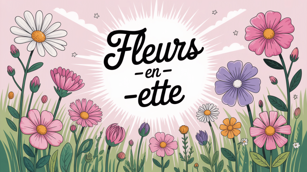 scène champêtre avec fleurs en ette variées