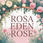 arche jardin avec rosa eden rose en pleine floraison