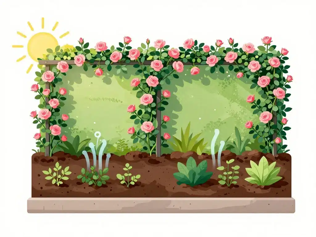 emplacement optimal pour rosa eden rose au jardin