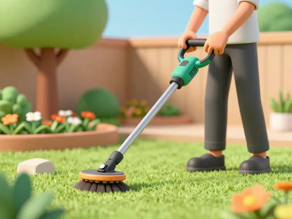 Stihl FS 50 en action dans jardin moyen