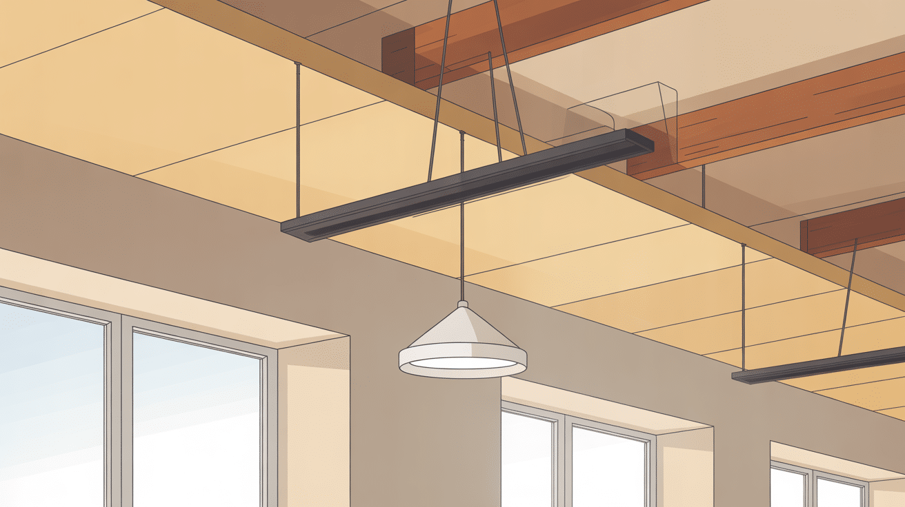 Vue plafond suspendu suspente isolation coupe