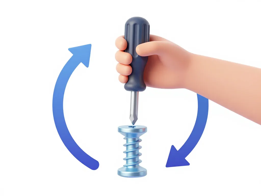 Diagramme visser sens main tournevis flèches