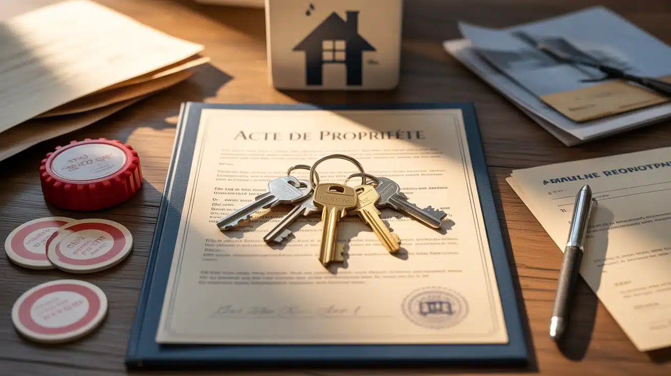 acte de propriété maison clés et tampons