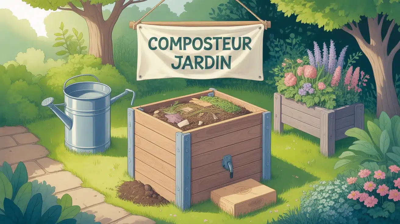composteur jardin bois ouvert matières vertes brunes