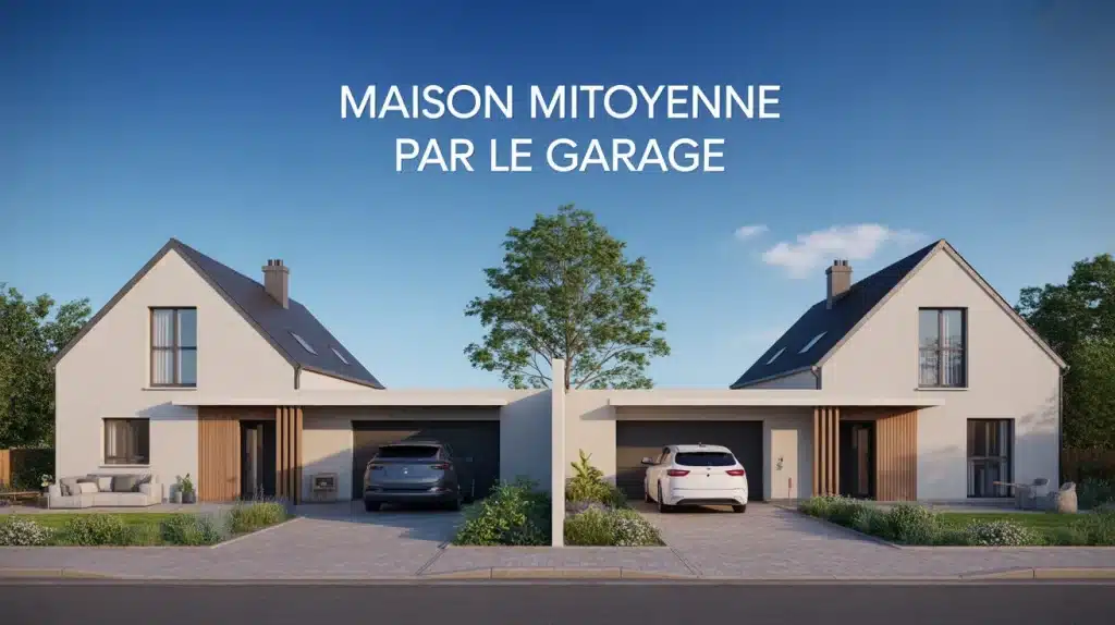 maison mitoyenne par le garage façade moderne
