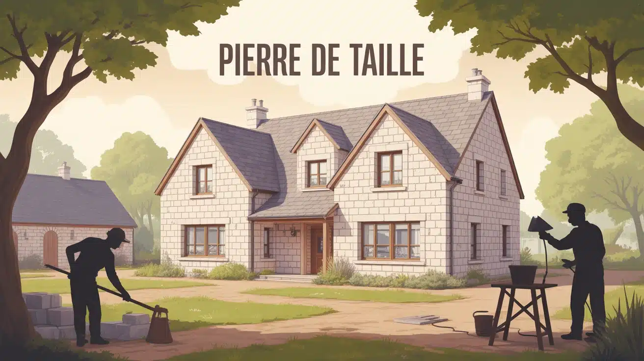 maison pierre de taille illustration jardin