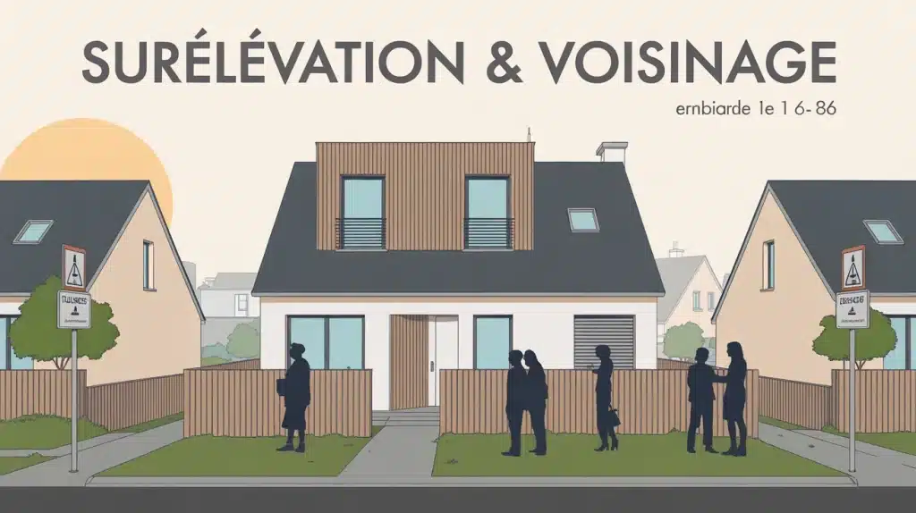 surélévation maison et voisinage, coupe maison urbaine, voisins