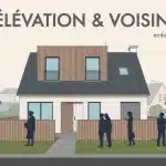 surélévation maison et voisinage, coupe maison urbaine, voisins