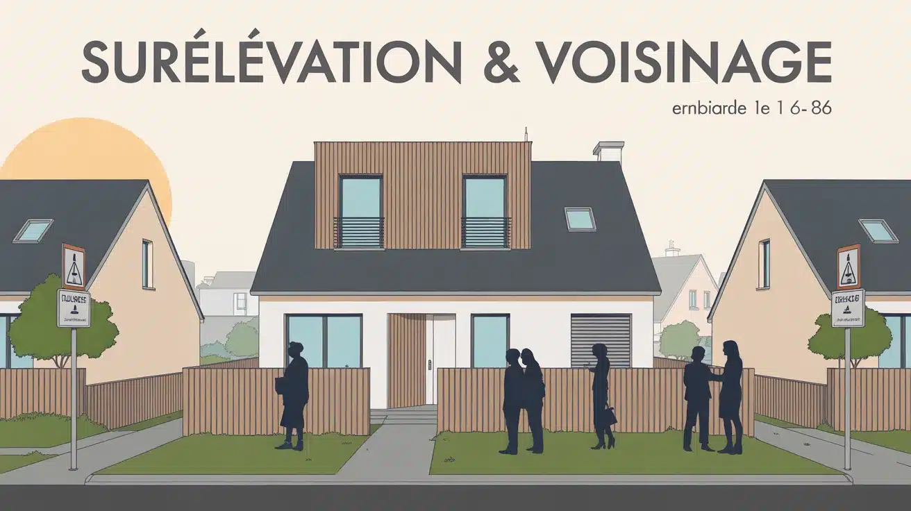 surélévation maison et voisinage, coupe maison urbaine, voisins