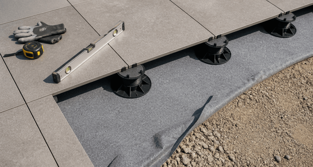 carrelage sur plot inconvenients vue terrasse