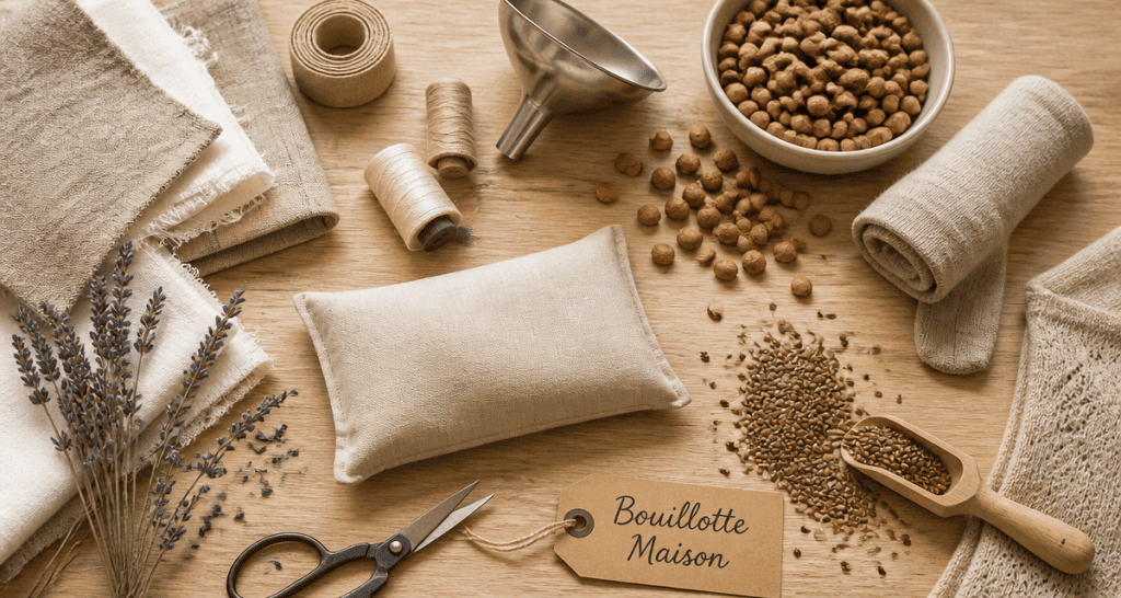 comment faire une bouillotte maison avec tissu et garnitures naturelles