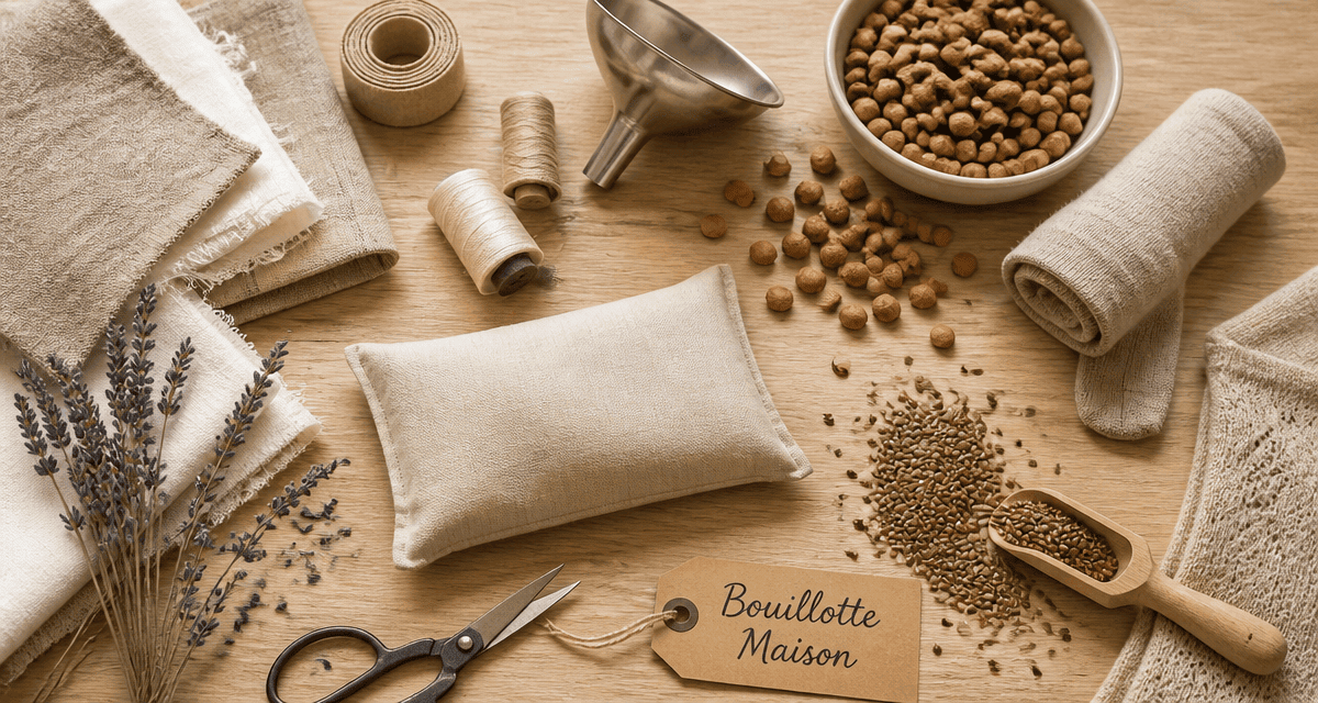 comment faire une bouillotte maison avec tissu et garnitures naturelles