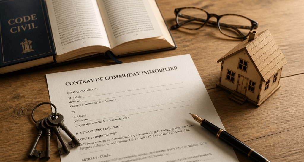 commodat immobilier contrat clés maquette