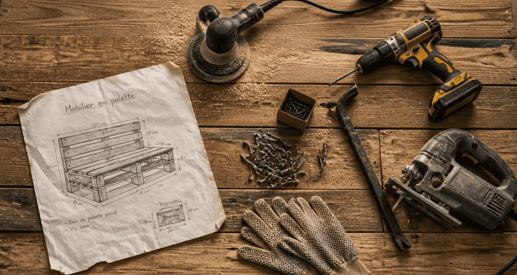 Fabriquer meuble palette outils bois DIY