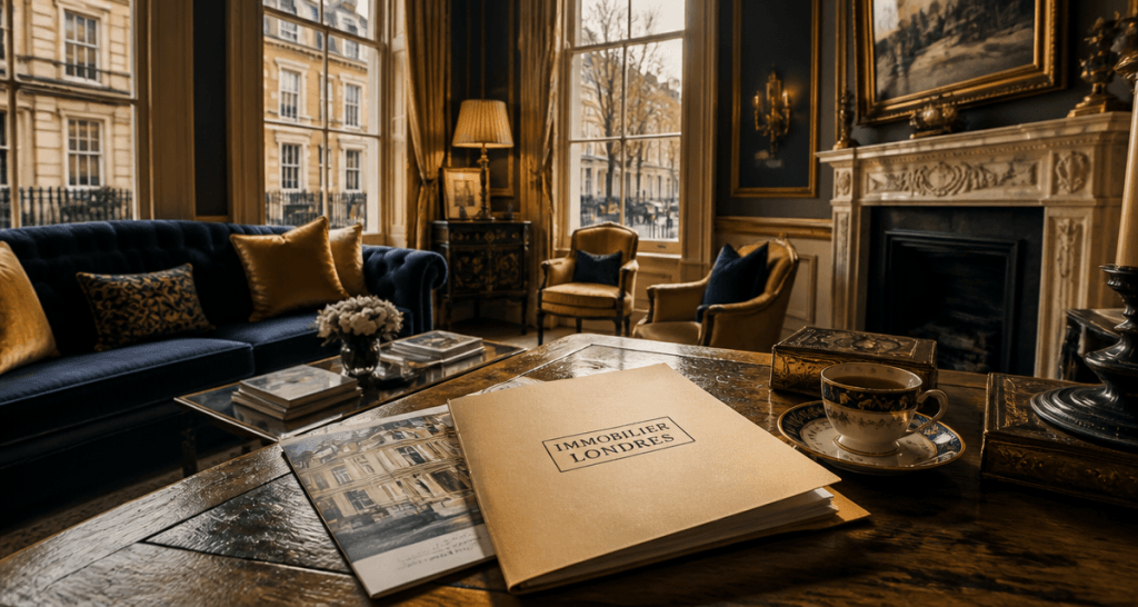 immobilier londre salon luxueux vue kensington
