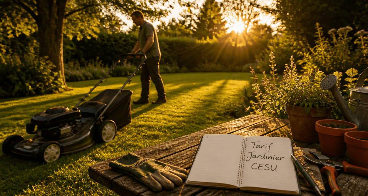 tarif jardinier cesu tonte pelouse outils