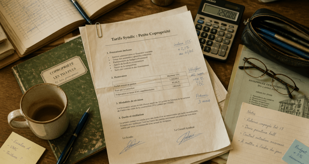 tarif syndic petite copropriété contrat bureau