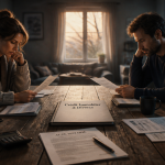 divorce et crédit immobilier en cours, couple examine dossier prêt