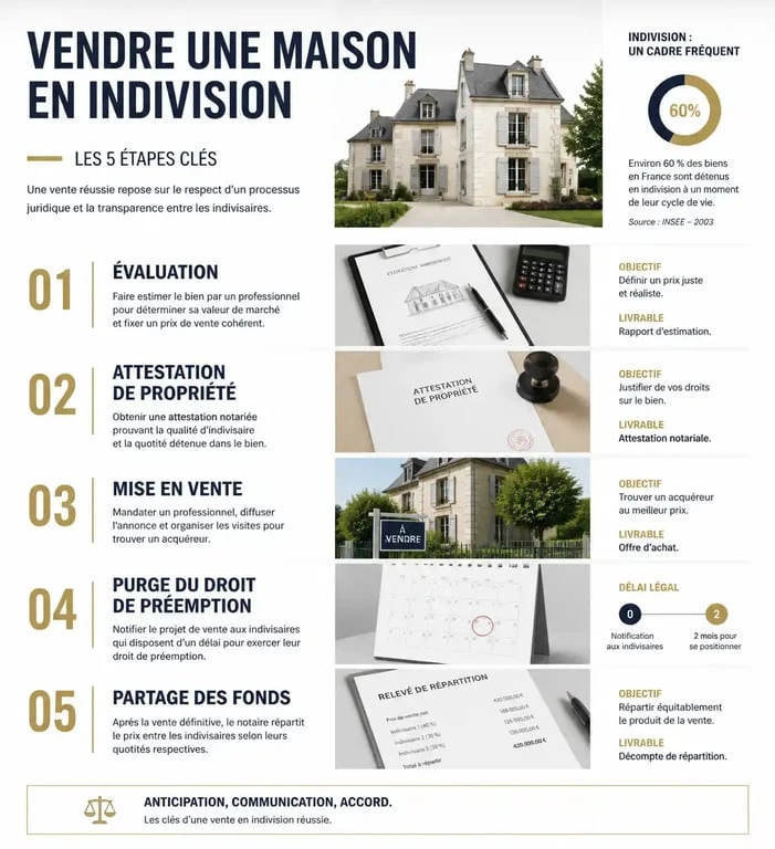 Étapes clés de la vente d'une maison en indivision entre frère et sœur