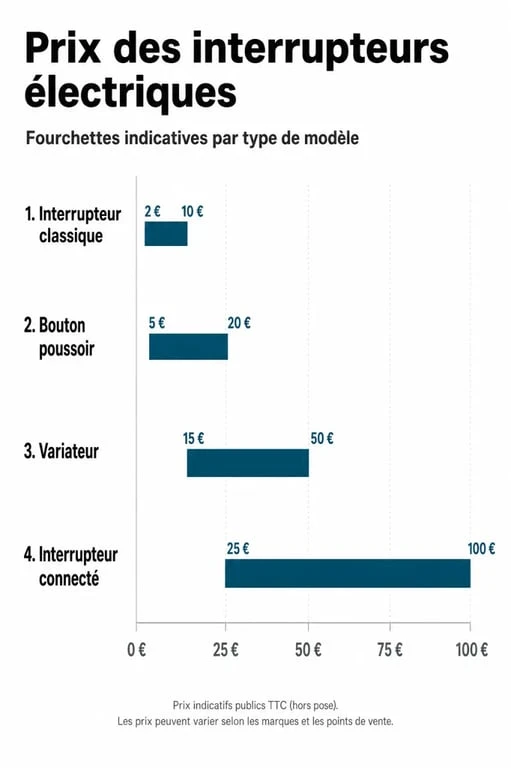 Infographie comparative des prix des interrupteurs électriques selon le type de mécanisme