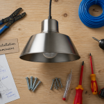 installer luminaire plafond outils et câbles