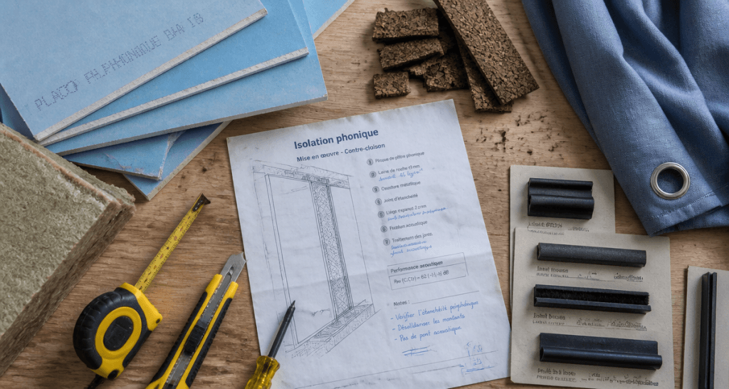 isoler phoniquement une pièce avec outils et matériaux