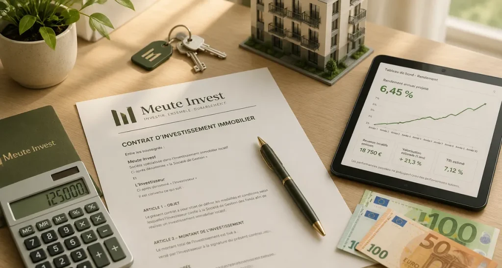meute invest contrat investissement immobilier sur bureau
