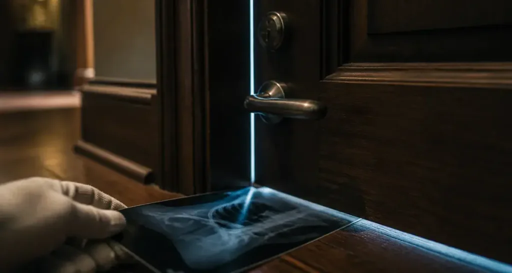 Ouvrir une porte : porte claquée, radiographie sous la porte, sans rien casser