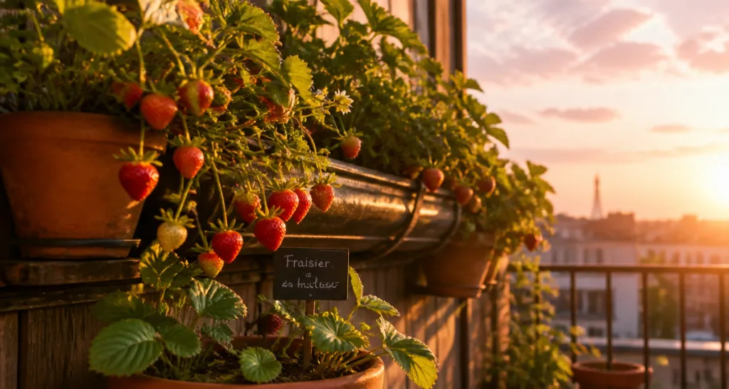 plantation fraisier en hauteur pots terrasse