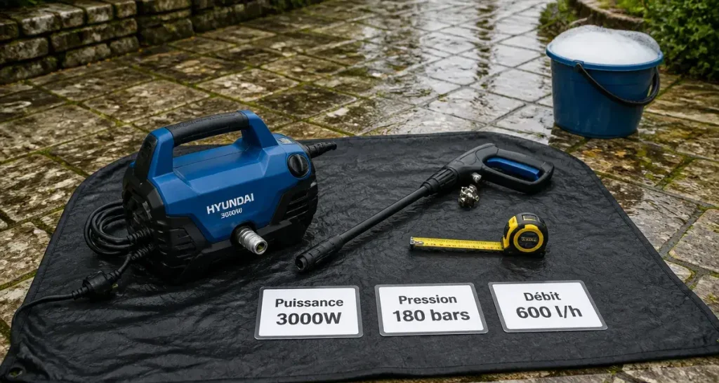 Quelle puissance pour un karcher : 1400 à 3000 W, 180 bars, 600 l/h