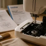 Réparer machine à coudre Brother : crochet et plaque à aiguille ouverts