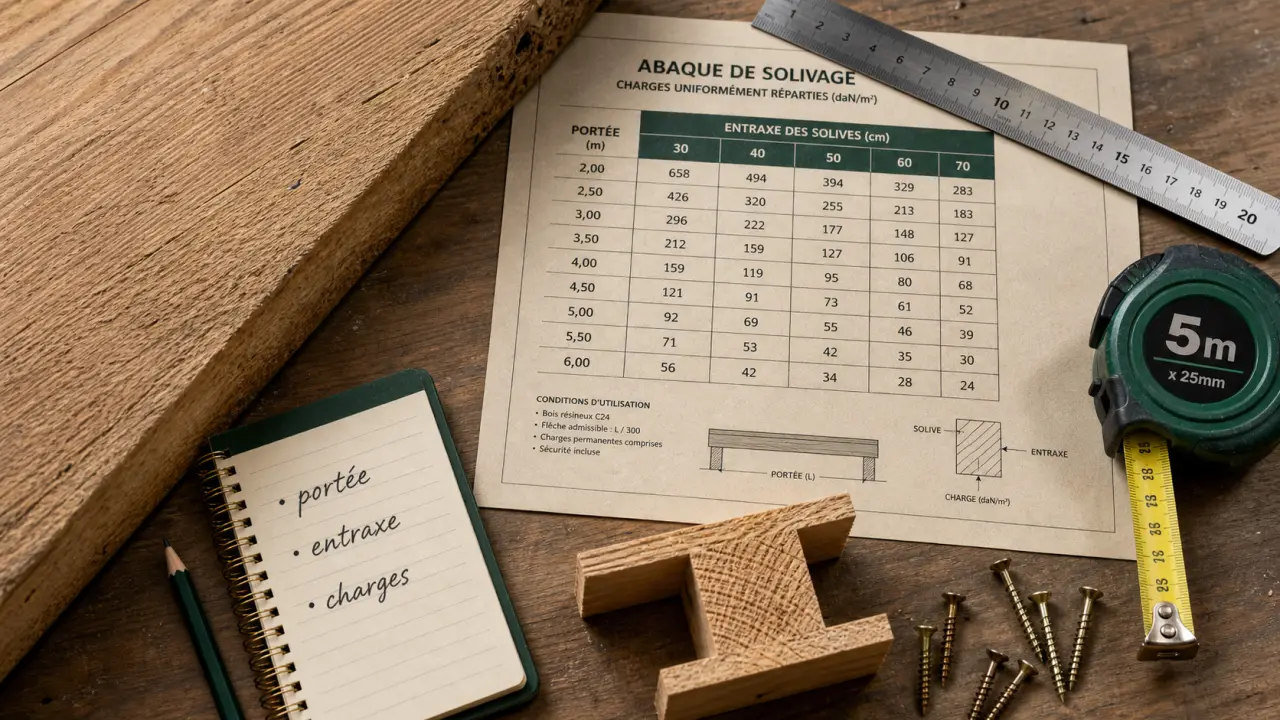 Abaque solivage pour portée, entraxe et charges