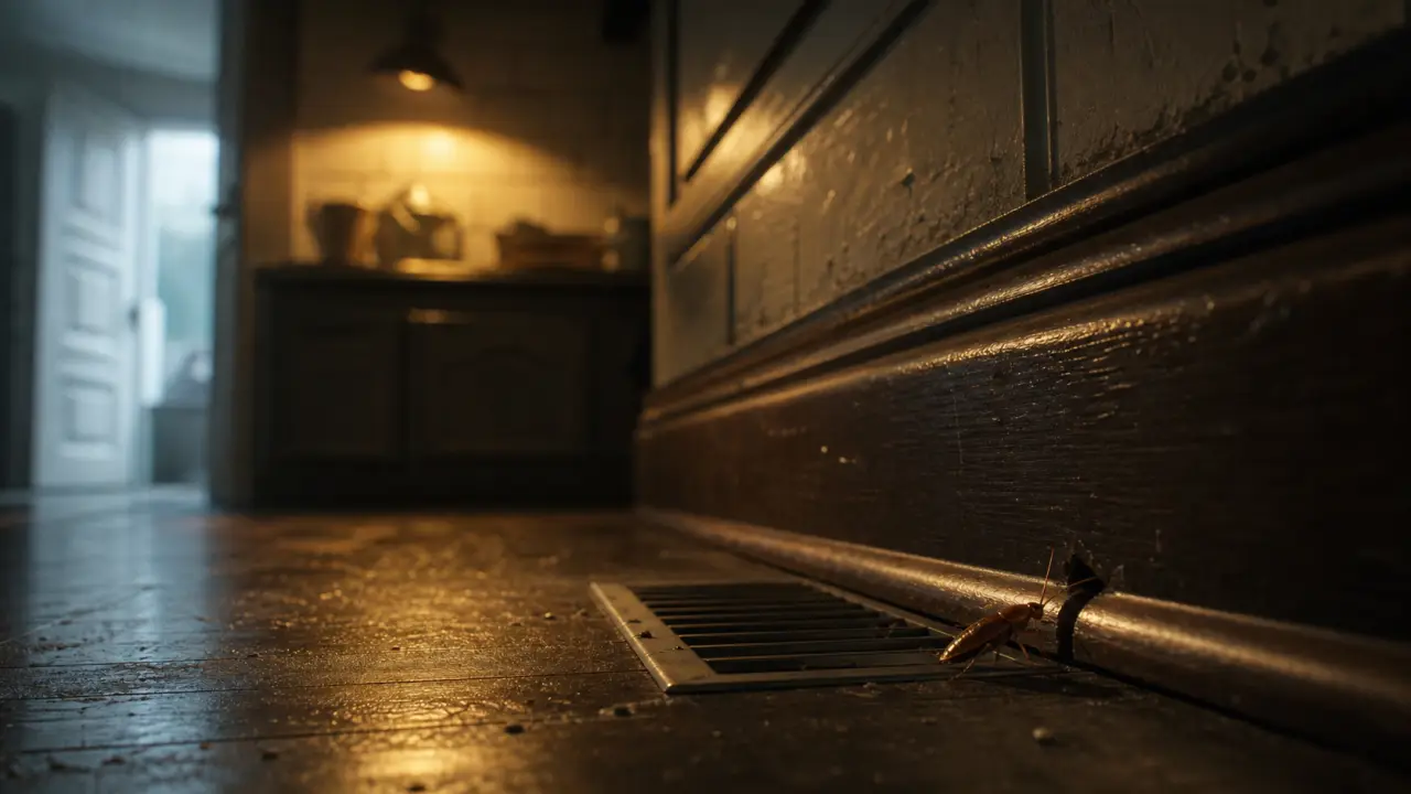 Cafard de jardin ou de maison : blatte en cuisine près d’une grille d’aération