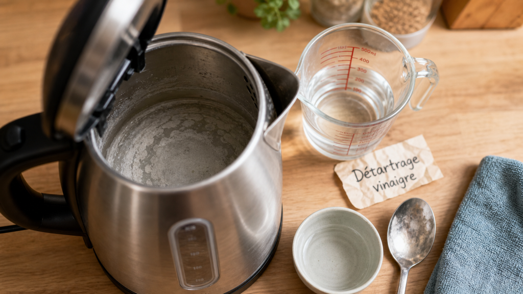 Comment nettoyer une bouilloire : calcaire avec vinaigre et bicarbonate