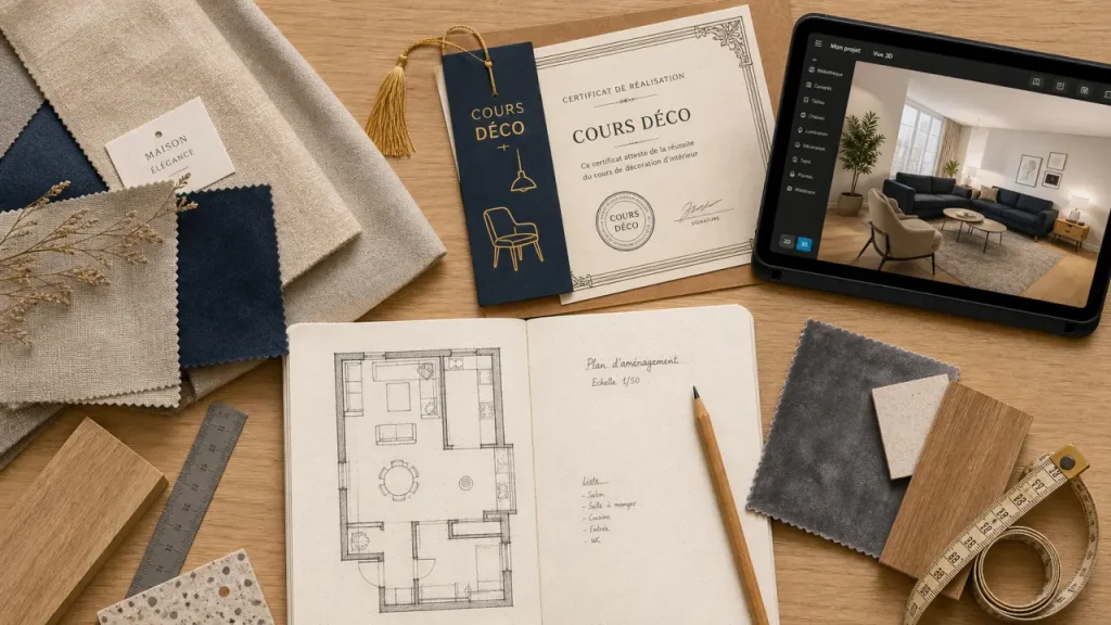 Cours de décoration d’intérieur gratuit en ligne : bases, outils 3D et certificat