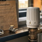 Fonctionnement vanne thermostatique : tête thermostatique sur radiateur, réglage température pièce par pièce