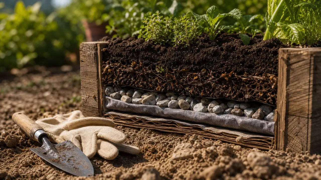 Que mettre au fond d’un carré potager : couches carton, géotextile, graviers, compost