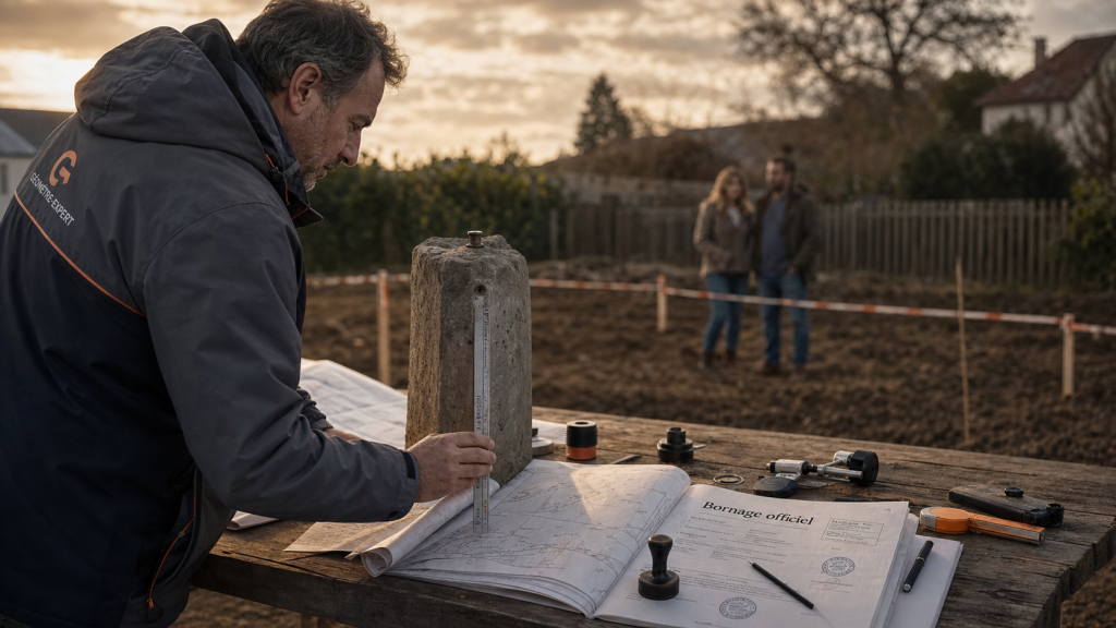 Geometre bornage : bornage terrain avec plan et borne