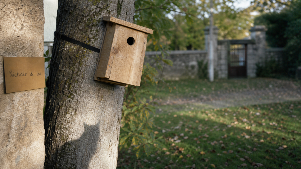 Nichoir installé : que dit la loi, photo jardin