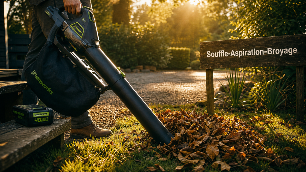 Meilleur aspirateur souffleur broyeur sur batterie pour feuilles au jardin, sans fil